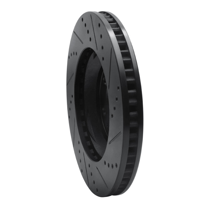 R1 04-09 Cadillac SRX Front Left Drilled & Slotted Black Brake Rotor