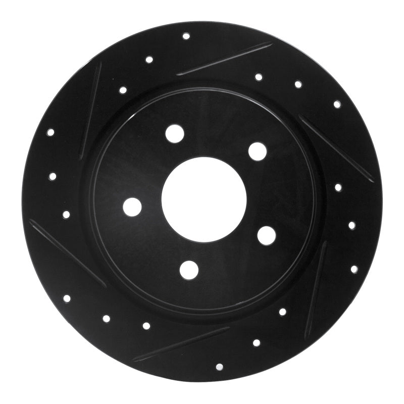 R1 2021-2025 Hyundai Santa Fe Rear Left Drilled & Slotted Black Brake Rotor