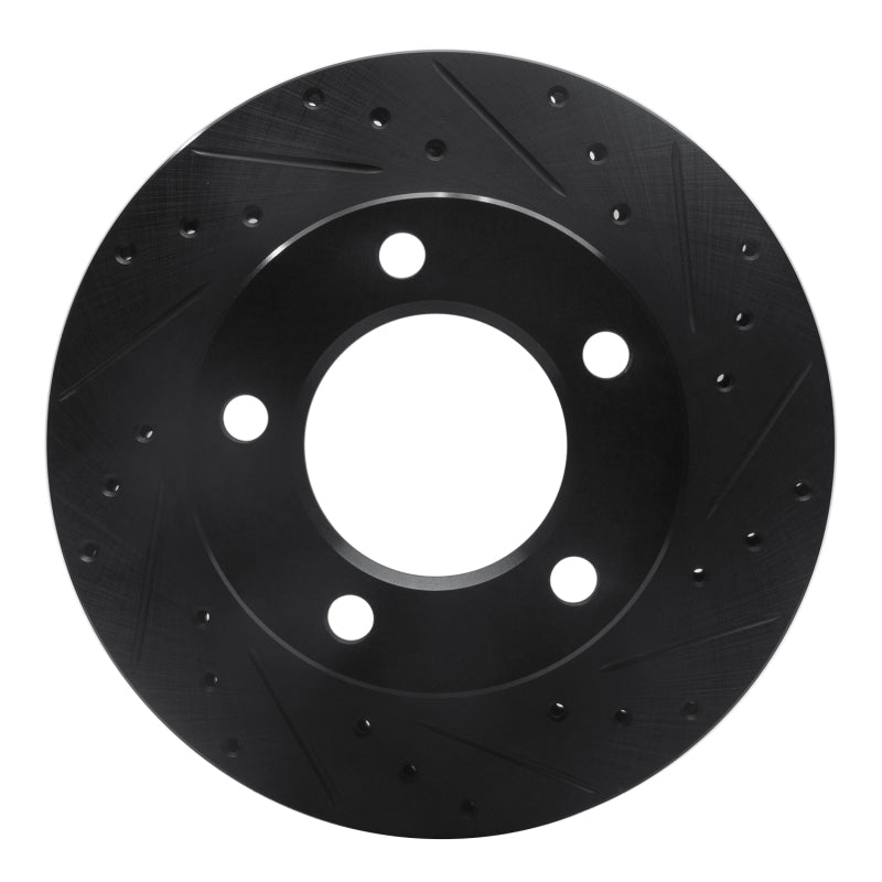 R1 76-86 Jeep CJ5 Front Right Drilled & Slotted Black Brake Rotor