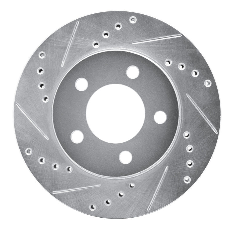 R1 70-93 Ford Taurus (Excl SHO) Front Left Drilled & Slotted Silver Brake Rotor