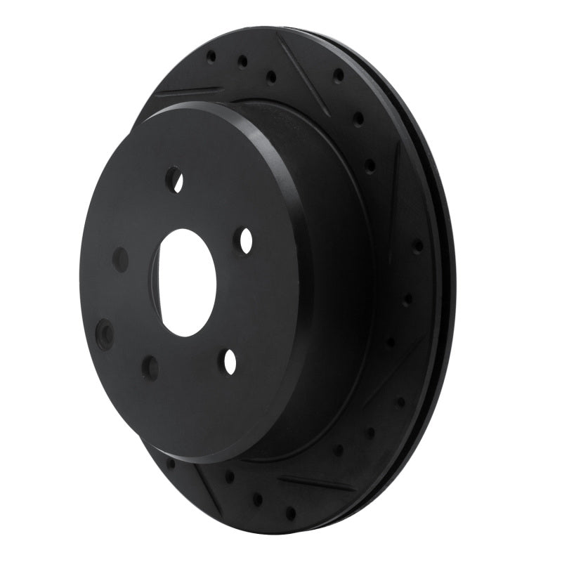 R1 86-97 Toyota Previa Rear Right Drilled & Slotted Black Brake Rotor
