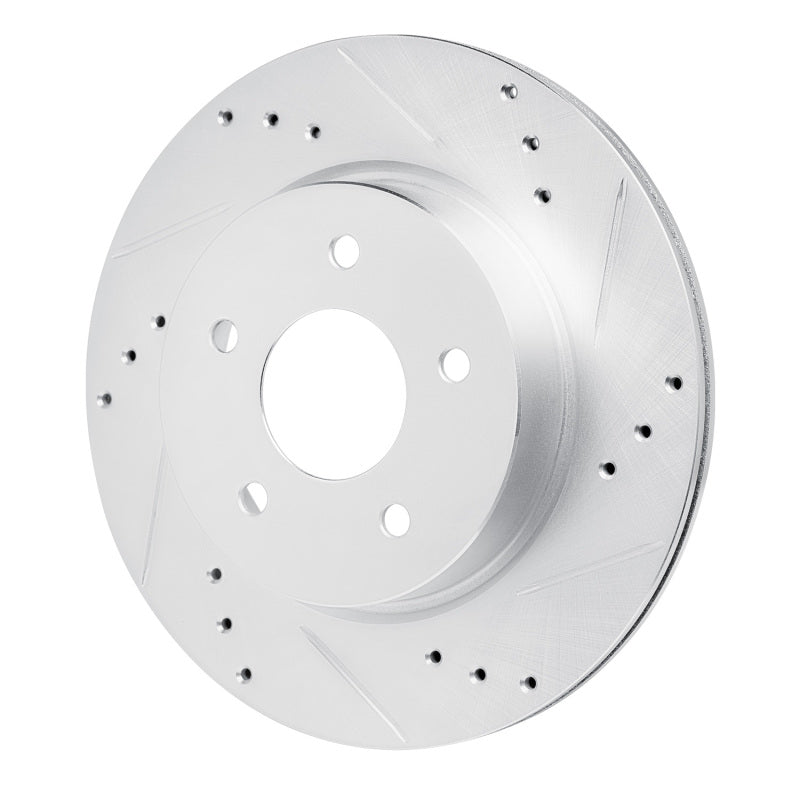 R1 17-25 Nissan Qashqai (Canada) Rear Right Drilled & Slotted Silver Brake Rotor