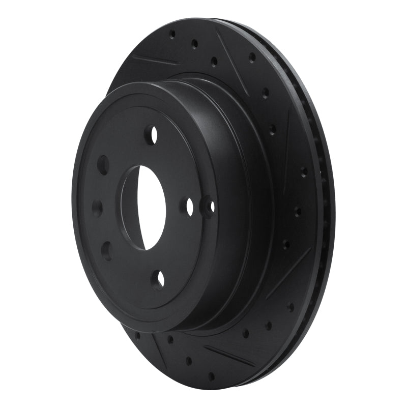 R1 10-17 Chevrolet Equinox Rear Right Drilled & Slotted Black Brake Rotor