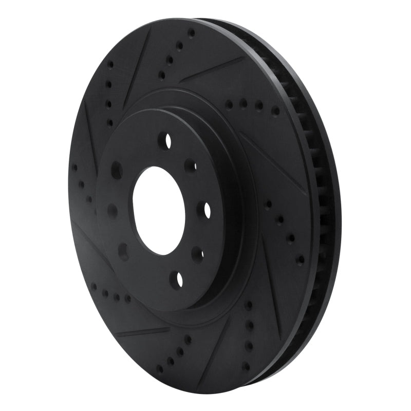 R1 03-07 Cadillac CTS Front Left Drilled & Slotted Black Brake Rotor