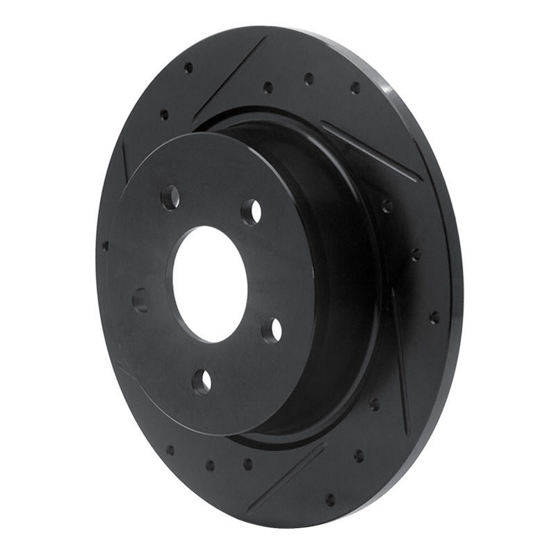 R1 13-18 Ford Transit Connect Rear Left Drilled & Slotted Black Brake Rotor