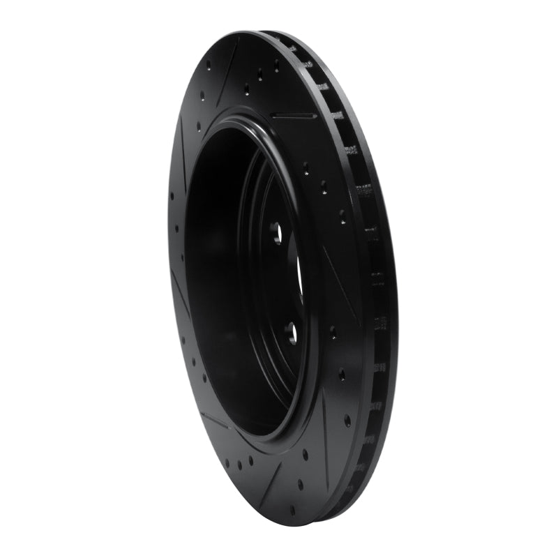 R1 11-25 Dodge Durango Rear Right Drilled & Slotted Black Brake Rotor