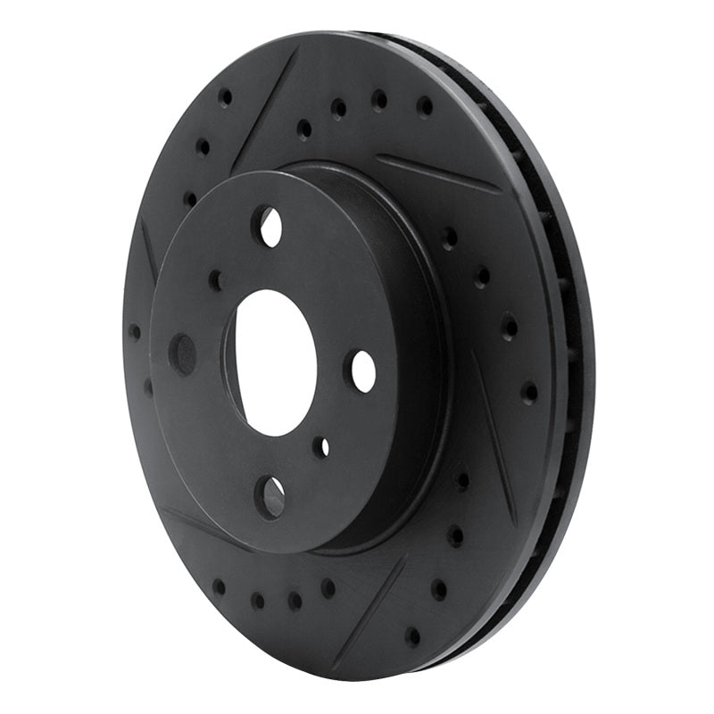 R1 86-89 Toyota Celica Front Left Drilled & Slotted Black Brake Rotor