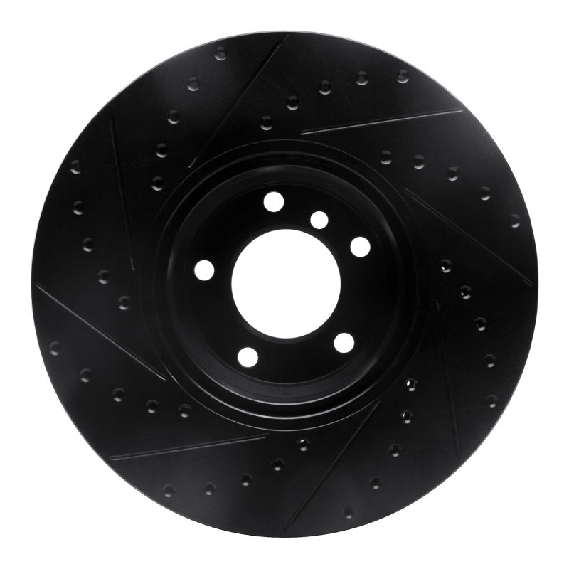 R1 95-01 BMW 750IL Front Right Drilled & Slotted Black Brake Rotor
