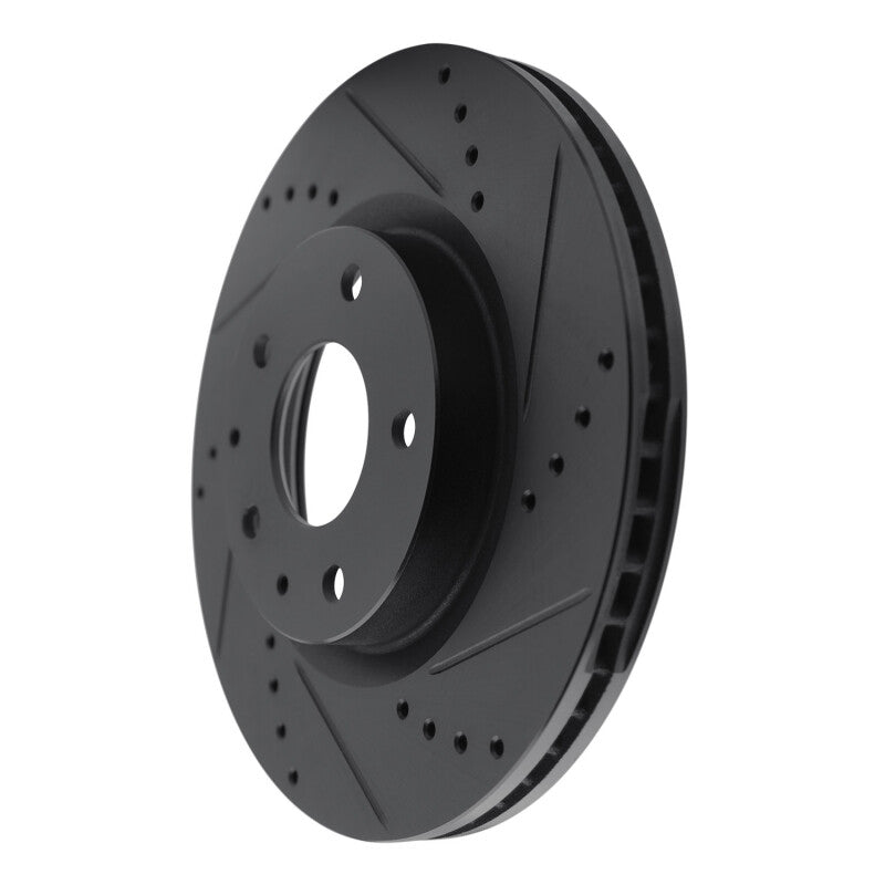 R1 19-25 Mazda CX-30 Front Right Drilled & Slotted Black Brake Rotor