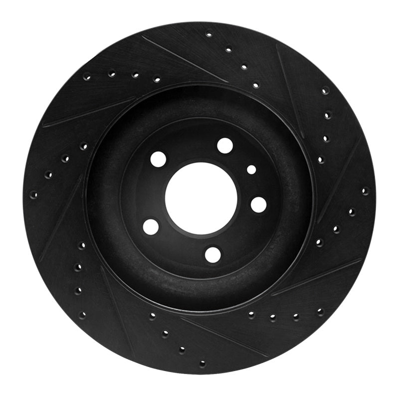 R1 11-14 Ford Mustang Front Left Drilled & Slotted Black Brake Rotor