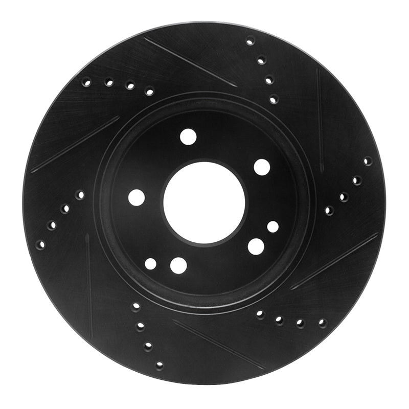 R1 96-15 Mercedes-Benz SLK230 Front Left Drilled & Slotted Black Brake Rotor