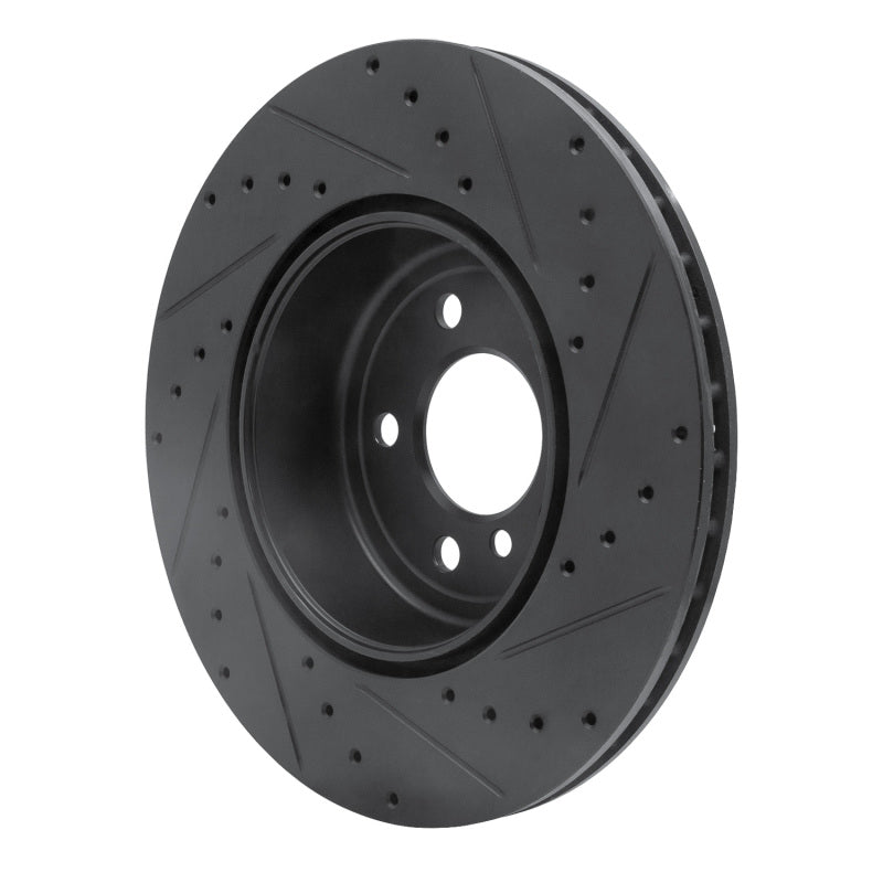 R1 13-21 BMW 330I xDrive Sedan Rear Left Drilled & Slotted Black Brake Rotor