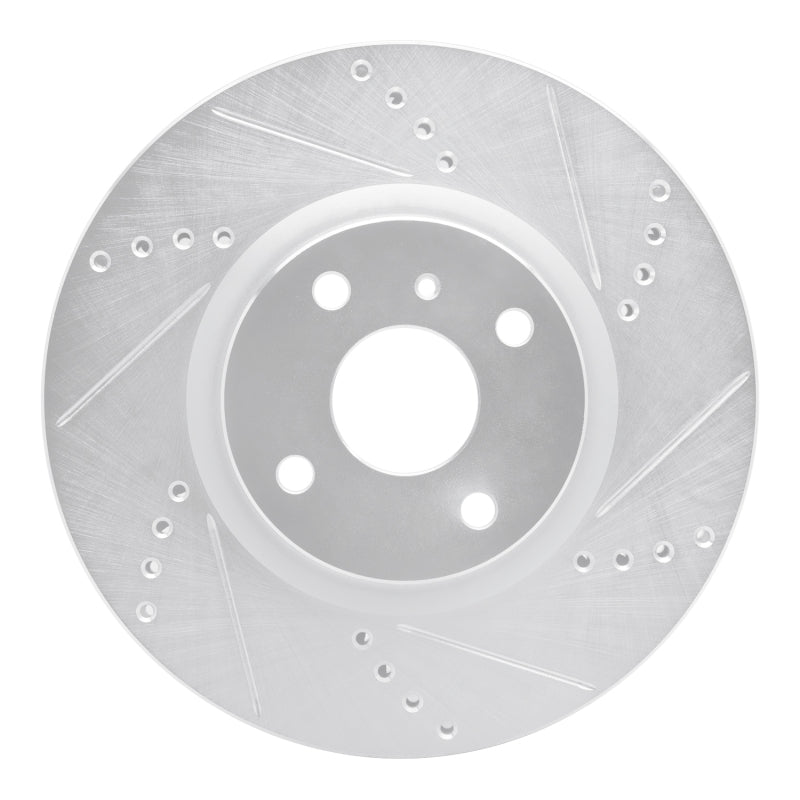 R1 2016-2025 Fiat 124 Spider Front Right Drilled & Slotted Silver Brake Rotor