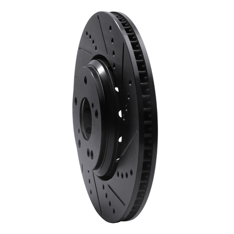 R1 16-22 Acura ILX Front Right Drilled & Slotted Black Brake Rotor