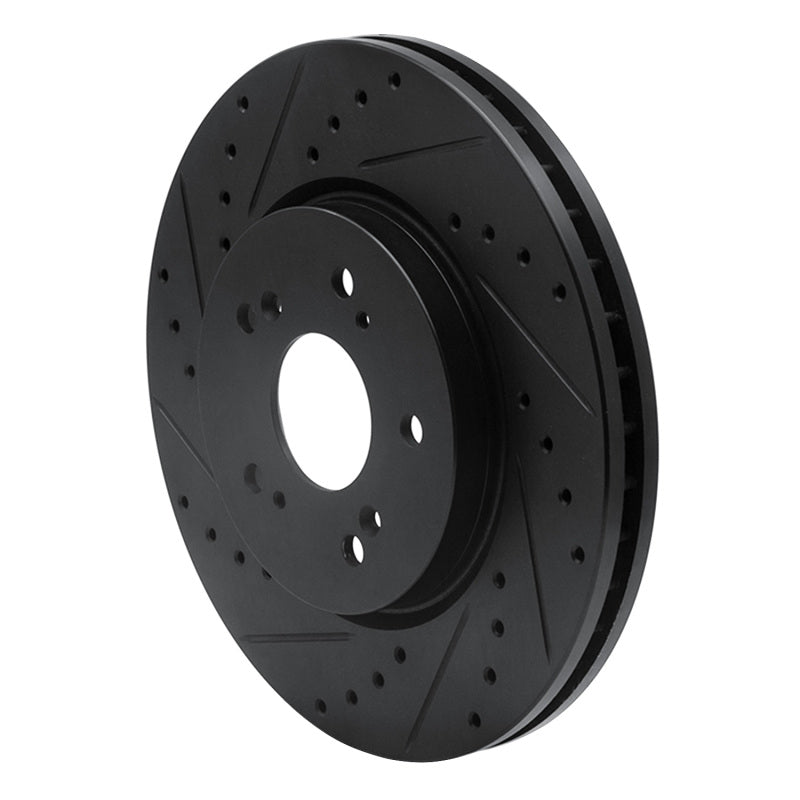 R1 07-16 Acura RDX Front Left Drilled & Slotted Black Brake Rotor