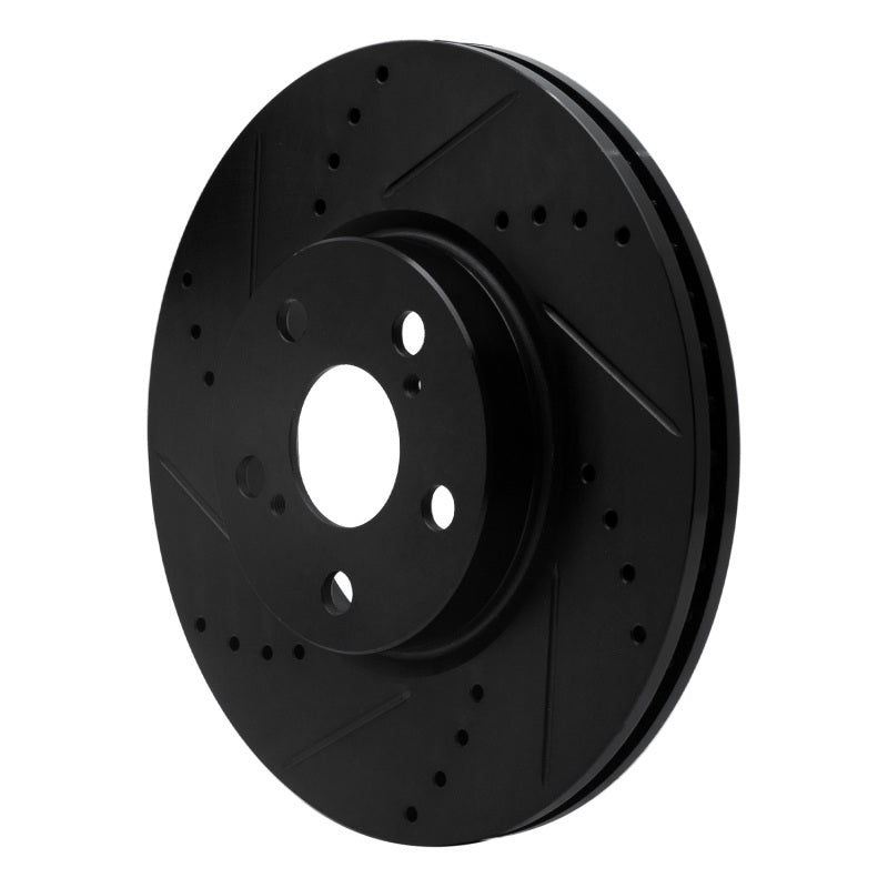 R1 08-19 Pontiac Vibe Front Left Drilled & Slotted Black Brake Rotor