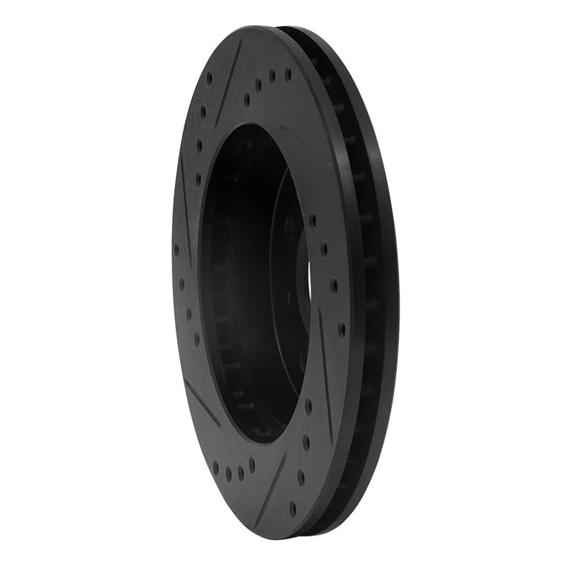 R1 98-07 Mitsubishi Lancer Front Right Drilled & Slotted Black Brake Rotor