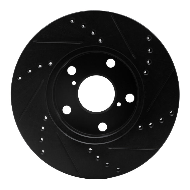 R1 01-05 Toyota RAV4 Front Left Drilled & Slotted Black Brake Rotor