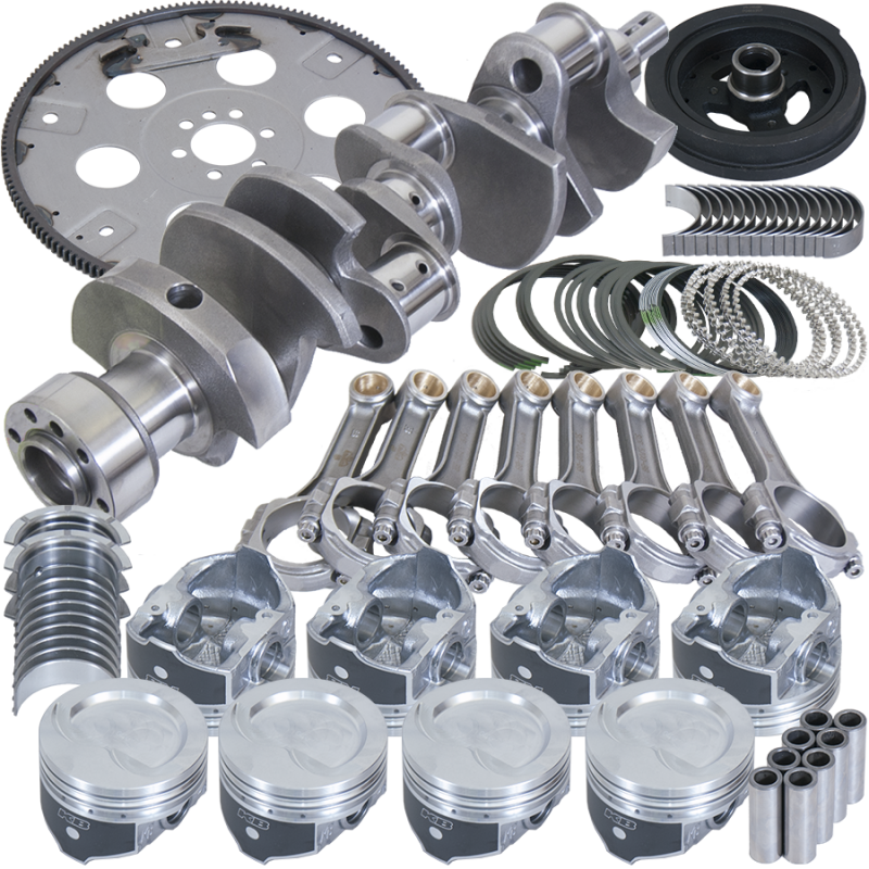 Eagle Chevy 350 1Pc 3.750in Crank 5.700in I-Beam Rod 4.000in Pistons 168 Tooth FP Balanced Assembly