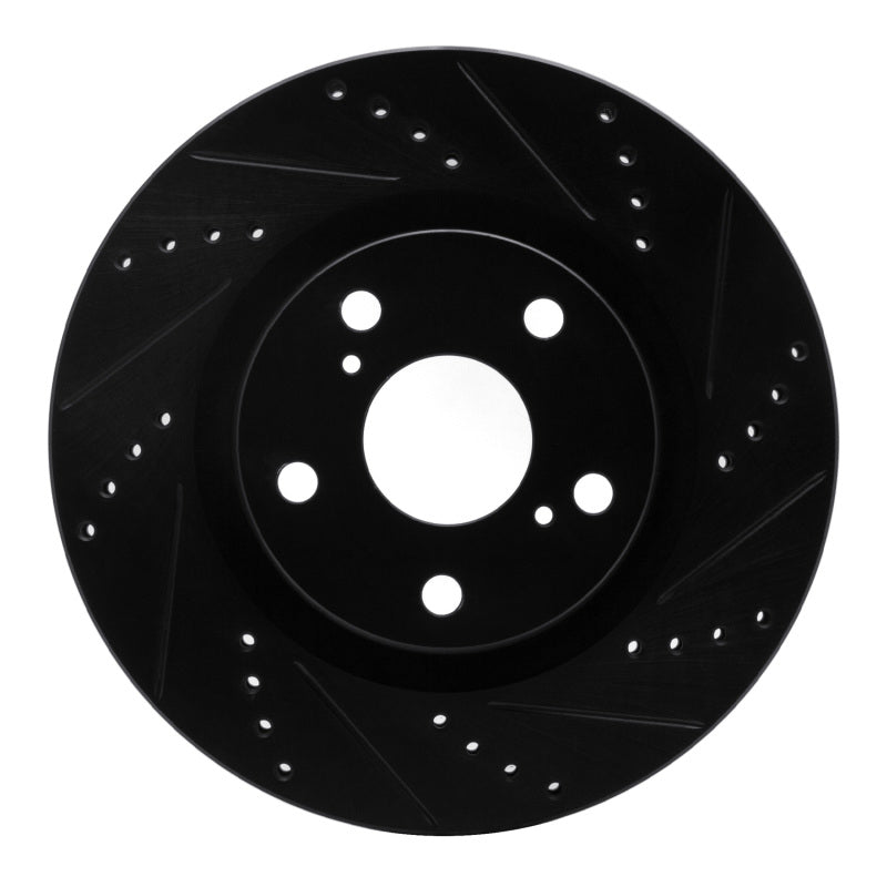 R1 00-06 Ford Thunderbird Front Right Drilled & Slotted Black Brake Rotor