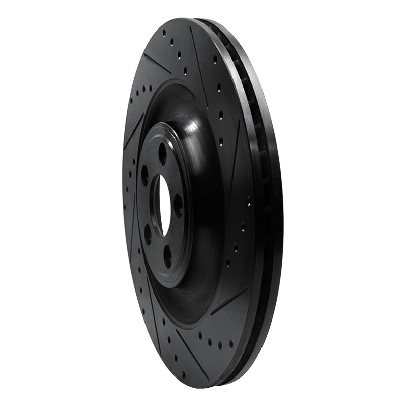 R1 10-24 Jaguar XFR-S Rear Right Drilled & Slotted Black Brake Rotor