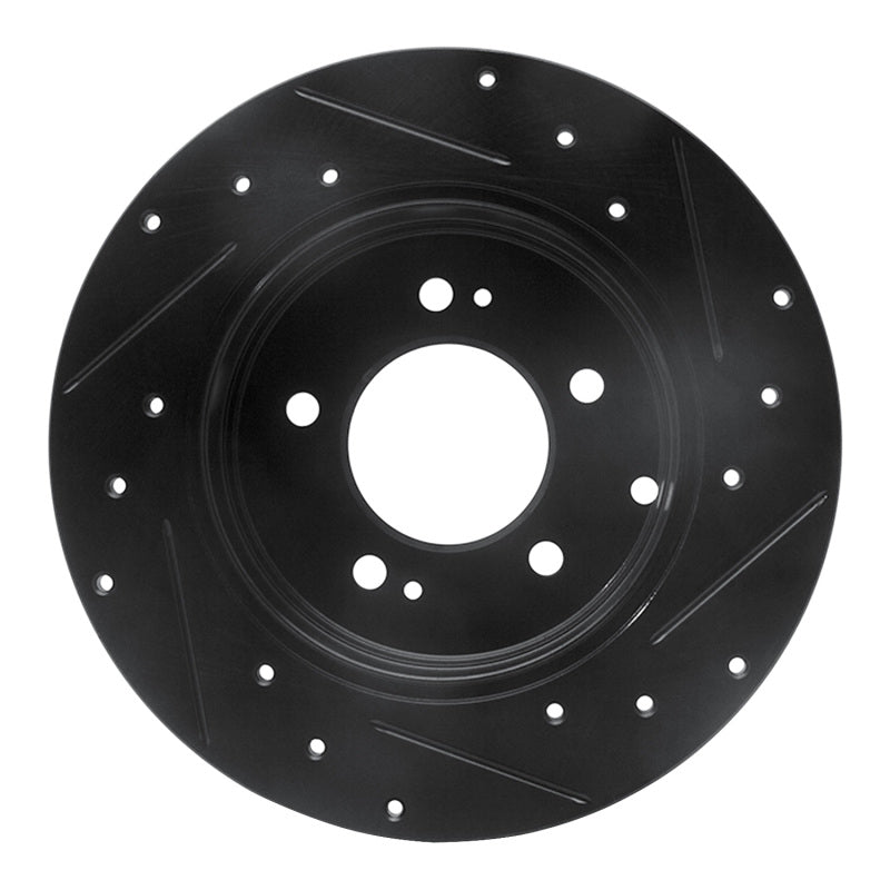 R1 05-20 Hyundai Azera Rear Left Drilled & Slotted Black Brake Rotor