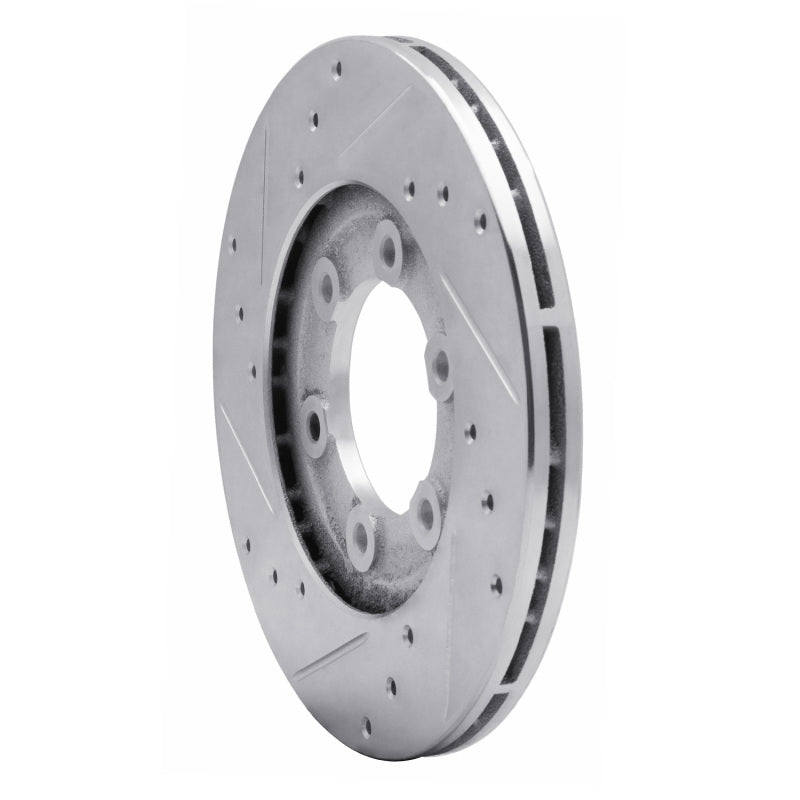 R1 1986-1993 Mazda B2200 Front Right Drilled & Slotted Silver Brake Rotor
