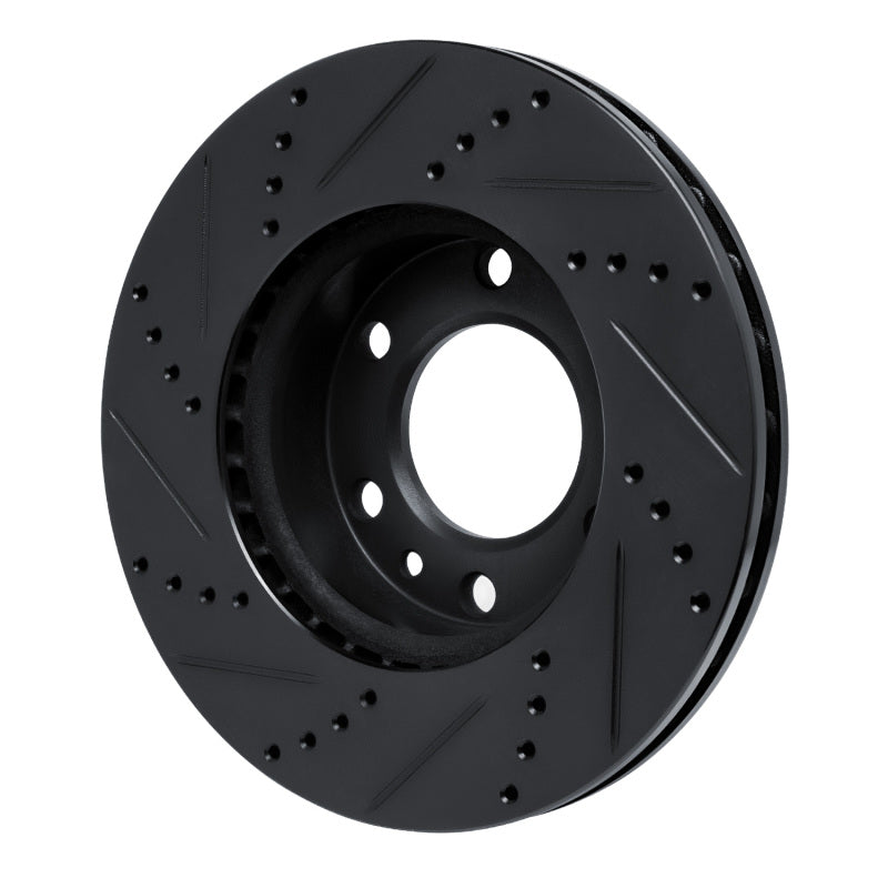 R1 06-25 American Coach Patriot Front Right Drilled & Slotted Black Brake Rotor