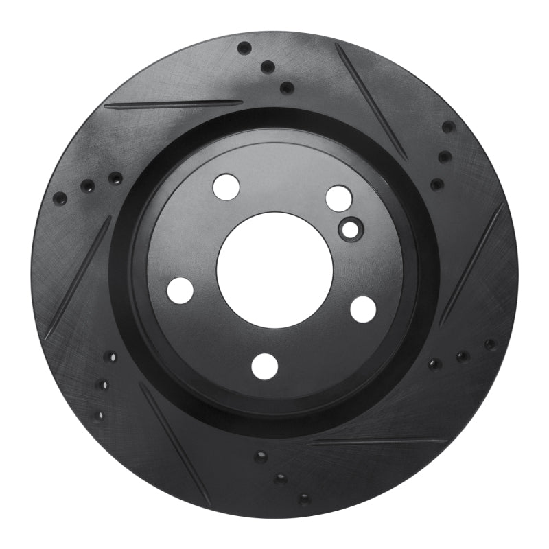 R1 14-19 Mercedes-Benz CLA250 Rear Right Drilled & Slotted Black Brake Rotor