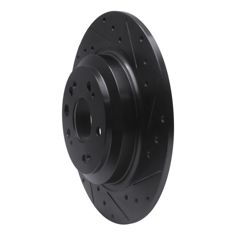 R1 09-14 Acura TL Rear Right Drilled & Slotted Black Brake Rotor
