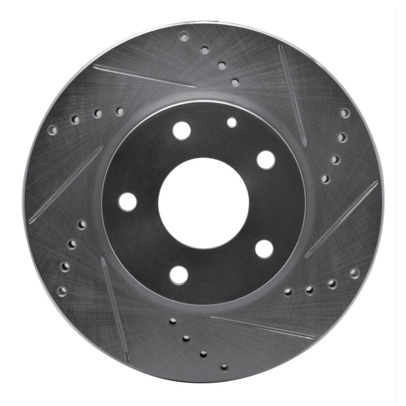 R1 14-24 Mazda 3 Front Right Drilled & Slotted Silver Brake Rotor