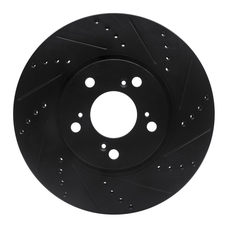 R1 14-20 Acura RLX Front Right Drilled & Slotted Black Brake Rotor