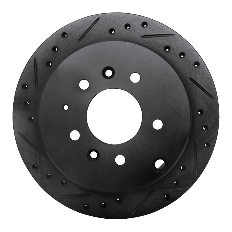 R1 92-06 Mazda 929 Rear Left Drilled & Slotted Black Brake Rotor