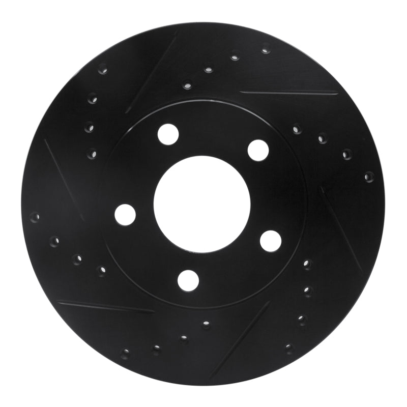 R1 94-04 Ford Mustang Front Left Drilled & Slotted Black Brake Rotor