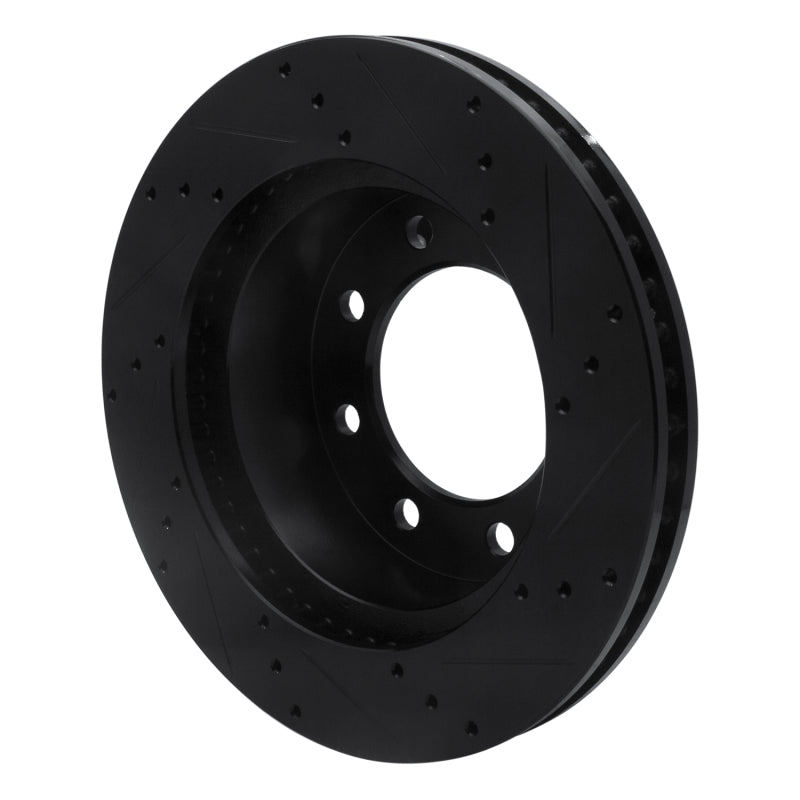R1 03-08 Dodge Ram 2500 Front Left Drilled & Slotted Black Brake Rotor
