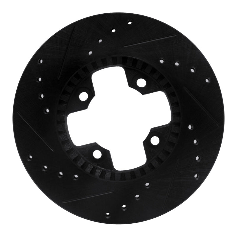 R1 79-83 Nissan 280ZX Front Right Drilled & Slotted Black Brake Rotor