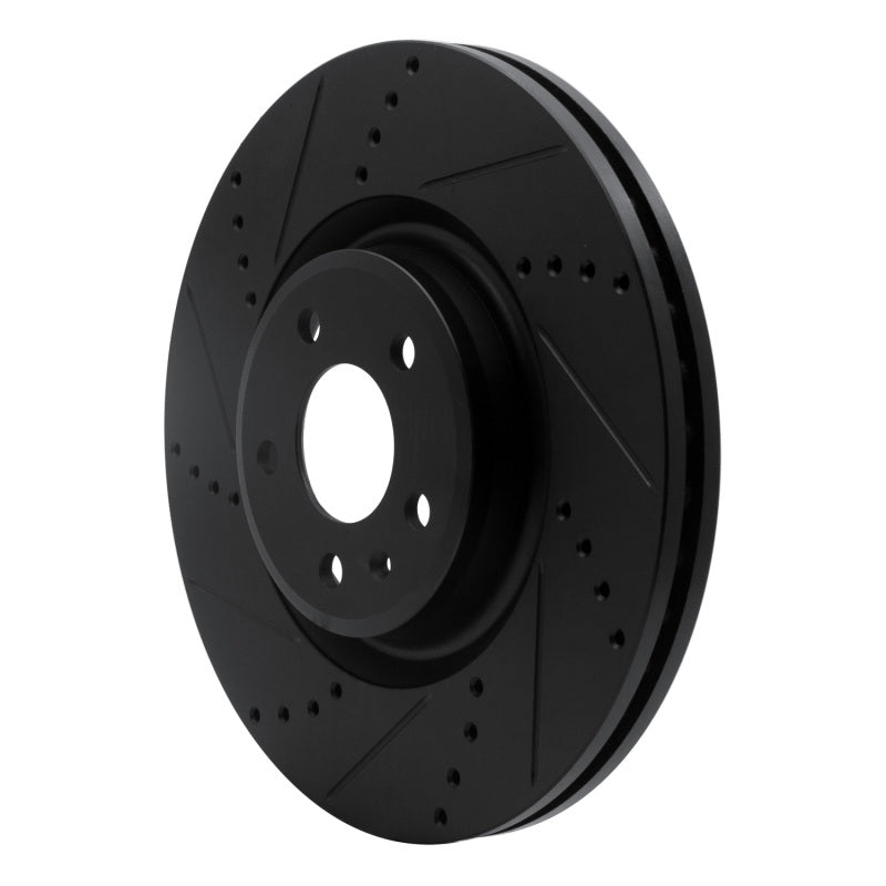 R1 12-20 Audi A6 (USA/Canada) Front Left Drilled & Slotted Black Brake Rotor