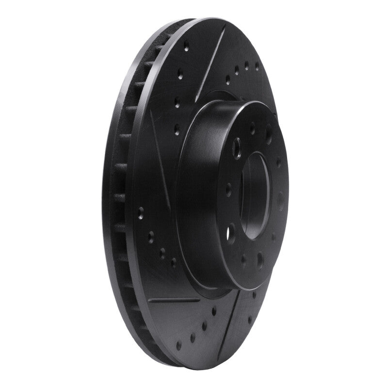 R1 91-95 Volvo 780 Front Left Drilled & Slotted Black Brake Rotor