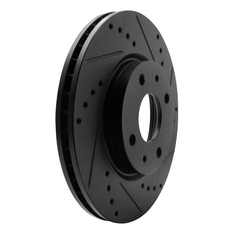 R1 08-11 Ford Focus Front Right Drilled & Slotted Black Brake Rotor