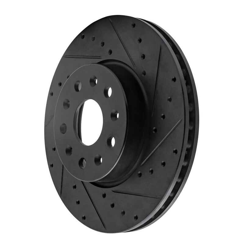 R1 16-25 Cadillac CT5 Front Right Drilled & Slotted Black Brake Rotor
