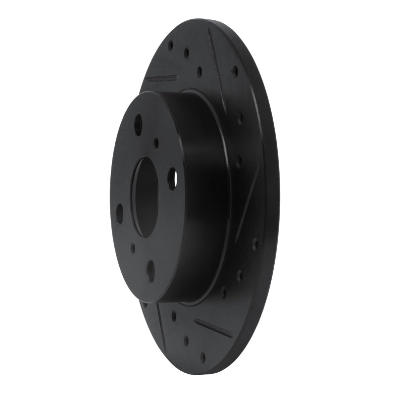 R1 85-86 Toyota MR2 Rear Right Drilled & Slotted Black Brake Rotor