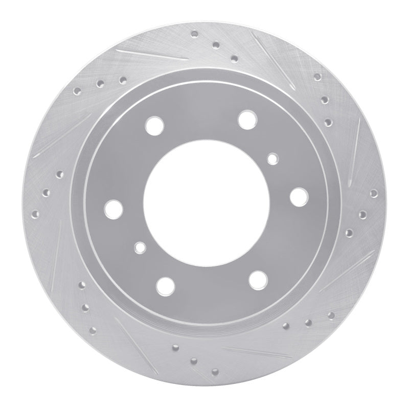 R1 00-06 Mitsubishi Montero Rear Right Drilled & Slotted Silver Brake Rotor