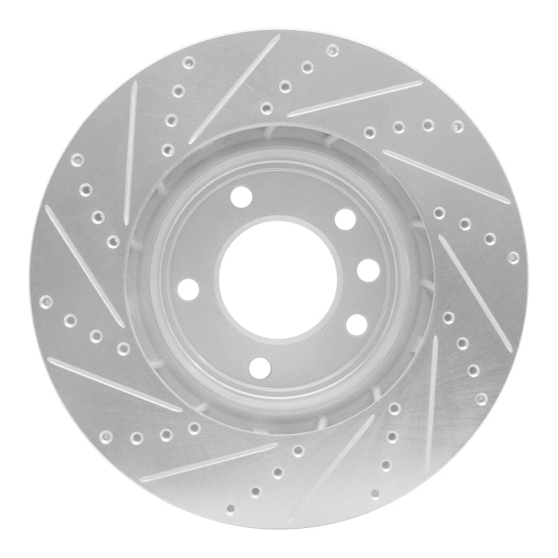 R1 03-18 Porsche Cayenne Right Front Drilled & Slotted Silver Brake Rotor