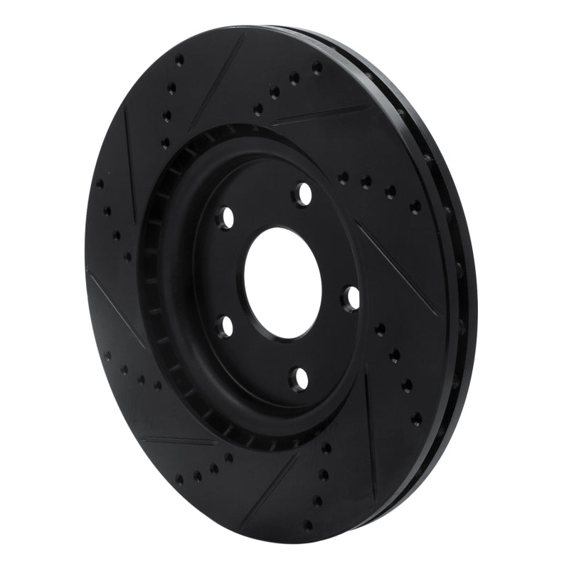 R1 12-25 Chrysler Voyager Front Right Drilled & Slotted Black Brake Rotor