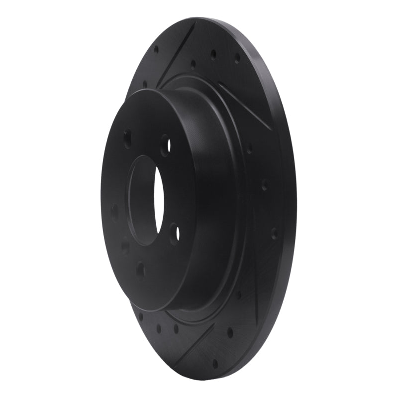 R1 06-11 Buick Lucerne Rear Left Drilled & Slotted Black Brake Rotor