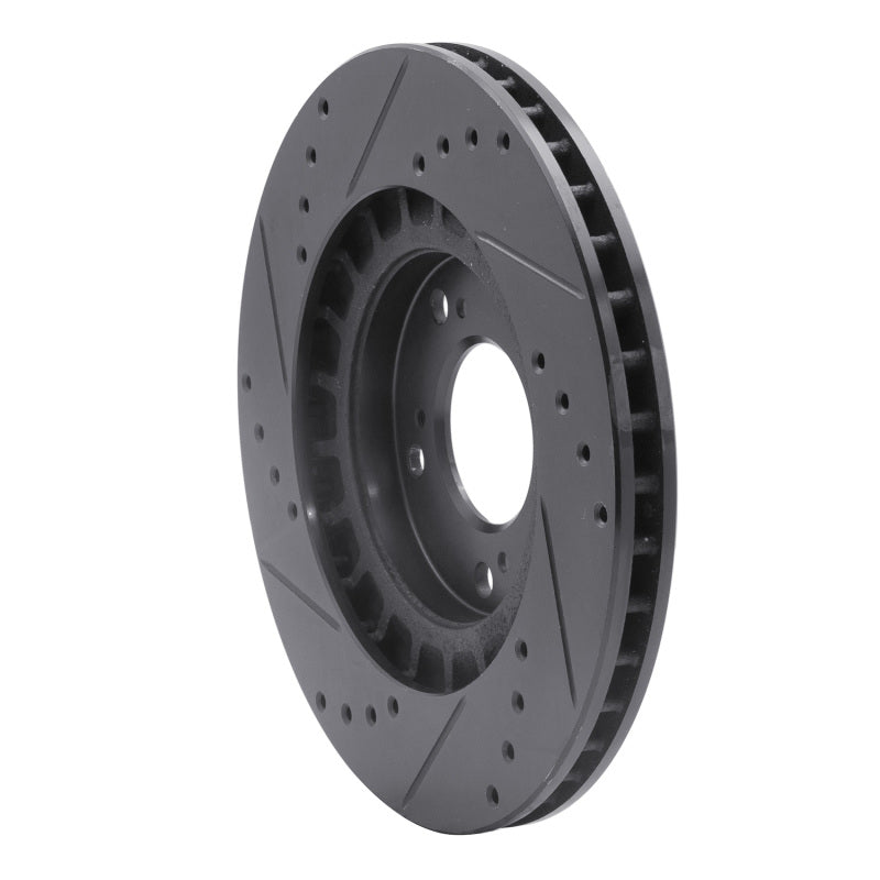 R1 00-09 Honda S2000 Front Right Drilled & Slotted Black Brake Rotor