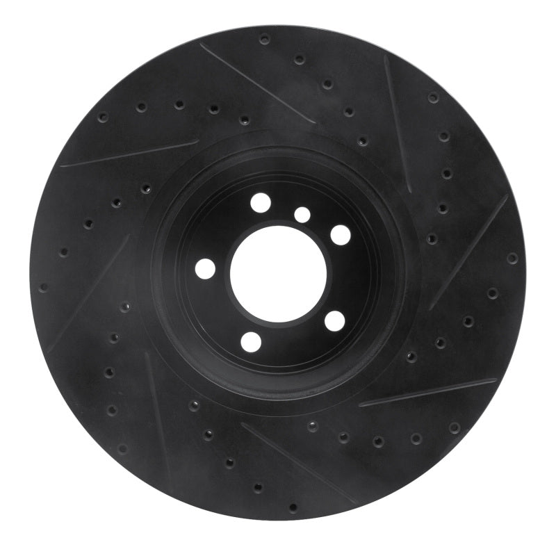 R1 2007-2008 BMW ALPINA B7 Front Left Drilled & Slotted Black Brake Rotor