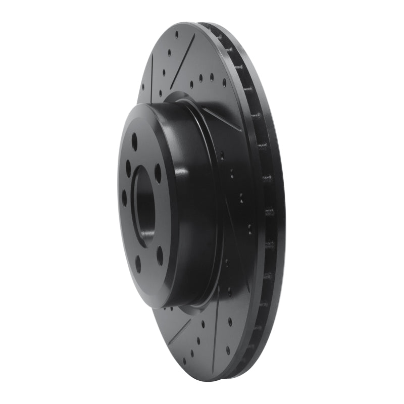 R1 04-10 BMW X3 Front Left Drilled & Slotted Black Brake Rotor
