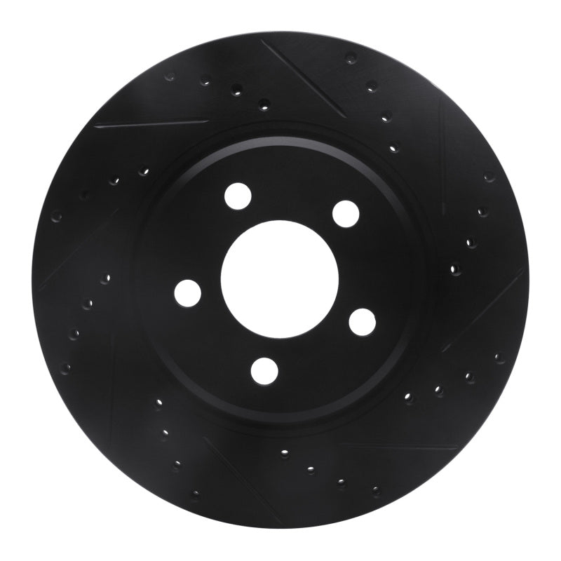 R1 05-23 Chrysler 300 Front Right Drilled & Slotted Black Brake Rotor