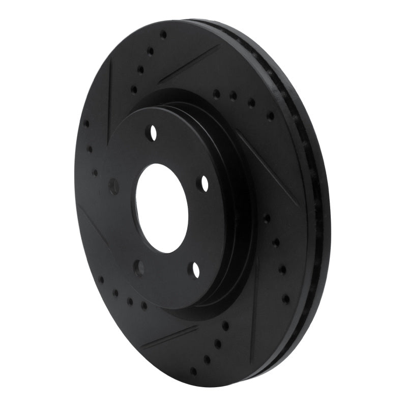 R1 13-19 Nissan SENTRA Front Left Drilled & Slotted Black Brake Rotor